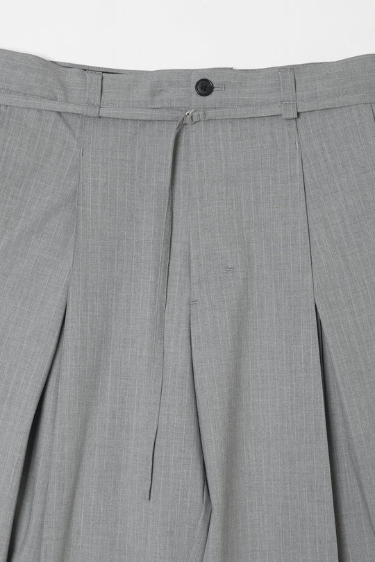 Handsome Stripe Layered Pin-tuck Pants GREY