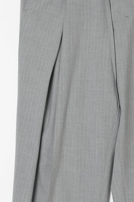 Handsome Stripe Layered Pin-tuck Pants GREY