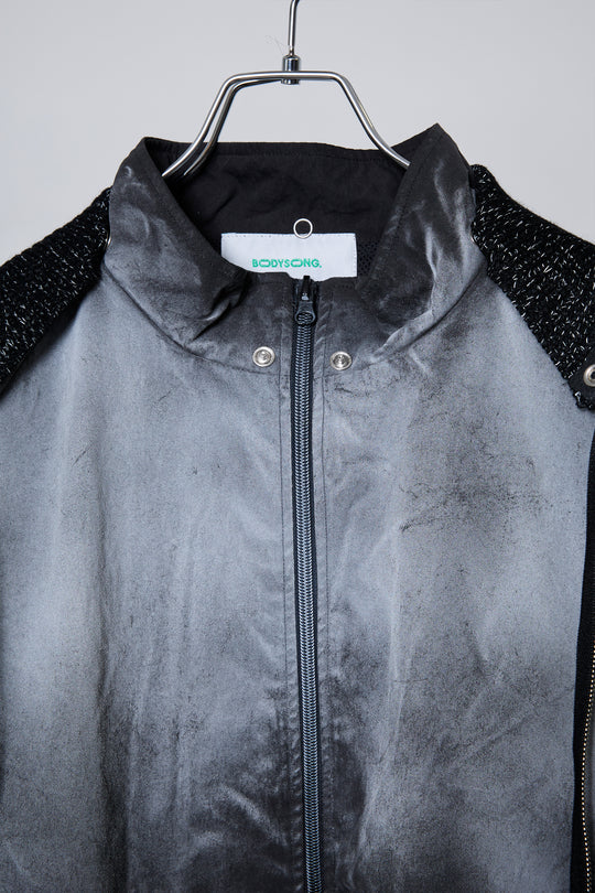 SPRAY PIGMENT-DYED BALACLAVA JACKET BLACK