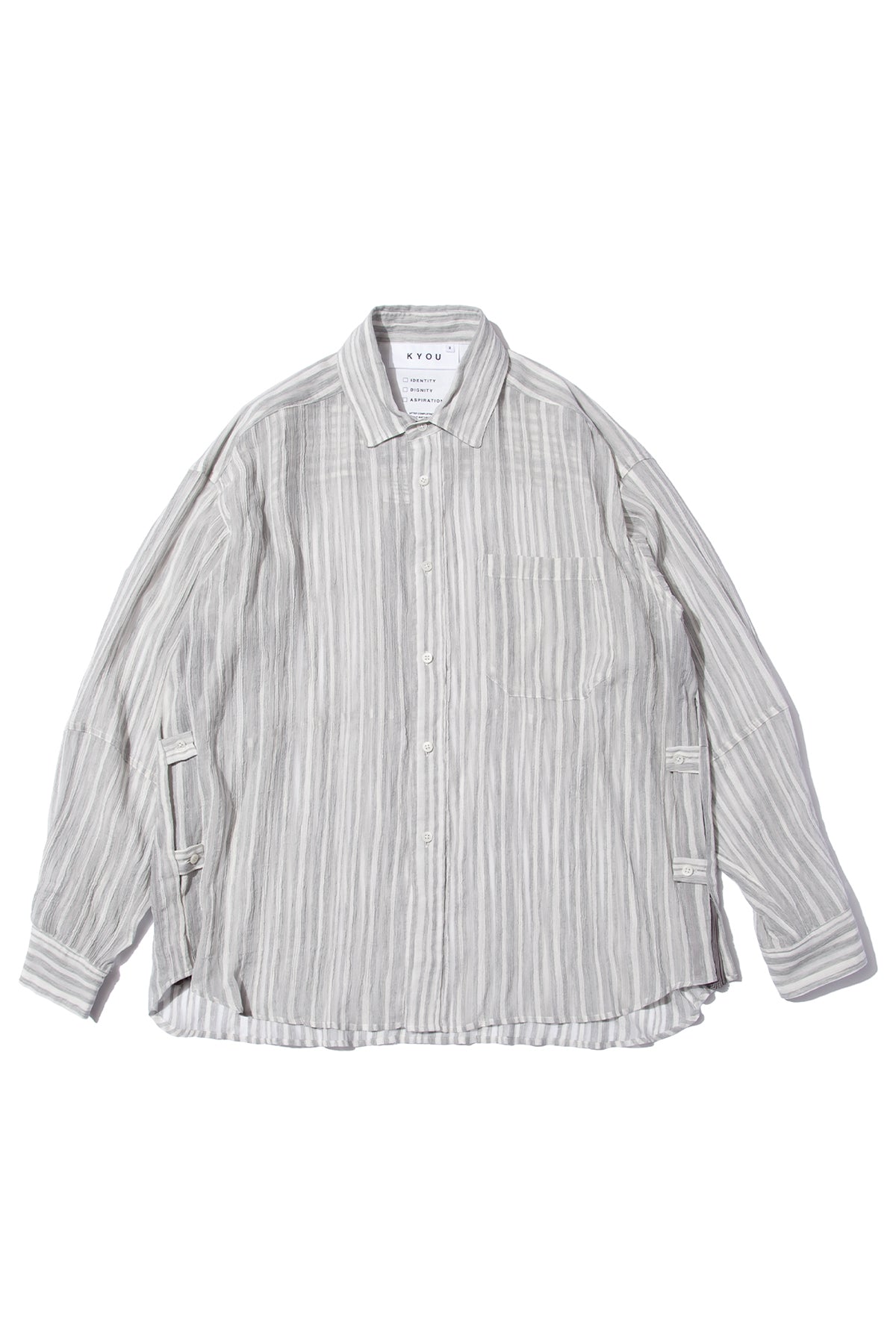 BEAN” Switching Balloon Side Pleats Shirt GRAY STRIPE シャツ KYOU