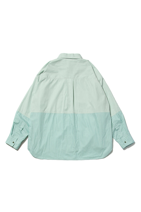 "BEAN”  Switching Baloon Shirt GREEN STRIPE