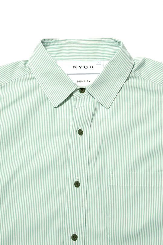 "BEAN”  Switching Baloon Shirt GREEN STRIPE