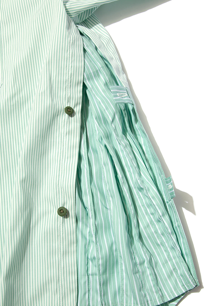 "BEAN”  Switching Baloon Shirt GREEN STRIPE