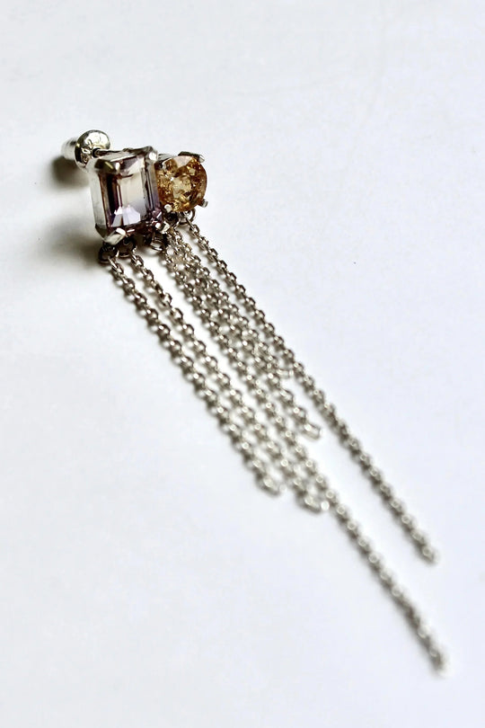 Breaking Chain Earrings (Ametrine, Citrine)
