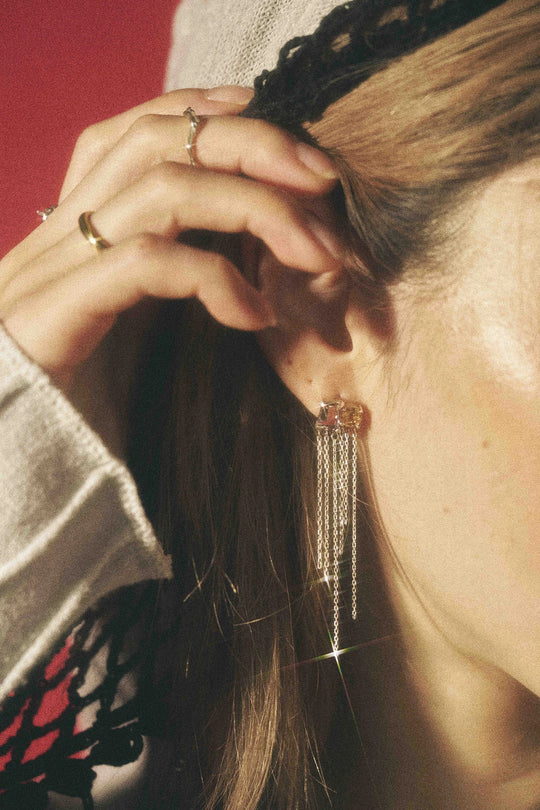 Breaking Chain Earrings (Ametrine, Citrine)