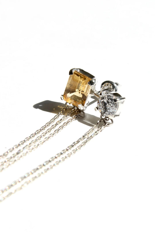 Breaking Chain Earrings (Citrine, Zirconia)
