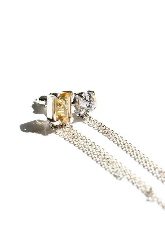 Breaking Chain Earrings (Citrine, Zirconia)
