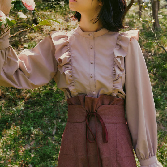 ritsu Natural-die big raffle blouse WINE