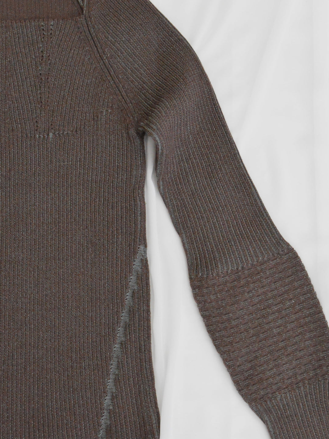 FAD distortion Plating rib knit brown