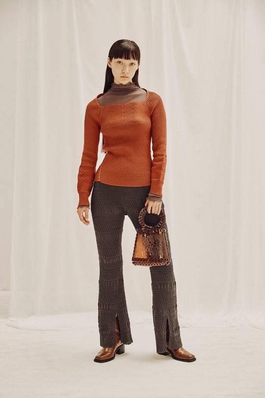 FAD distortion Plating rib knit cognac