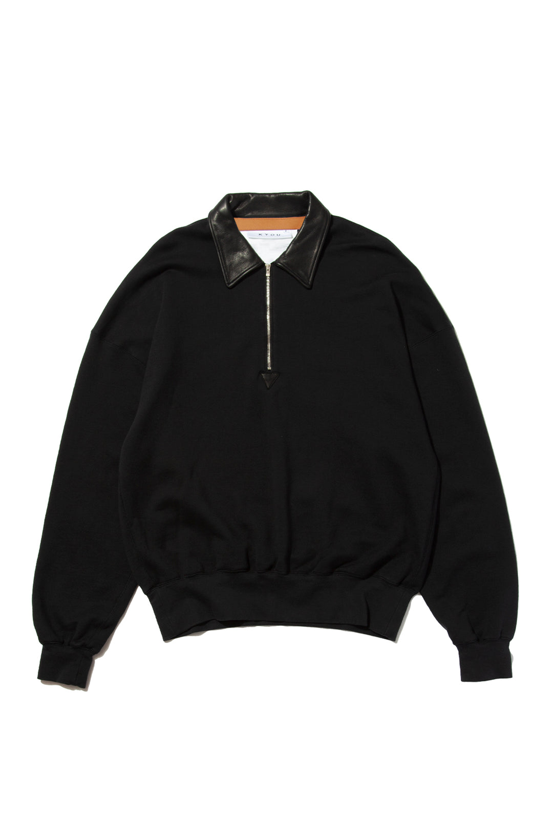 "BROTHERS" Leather x Original Supima Aging Cotton Sweat BLACK
