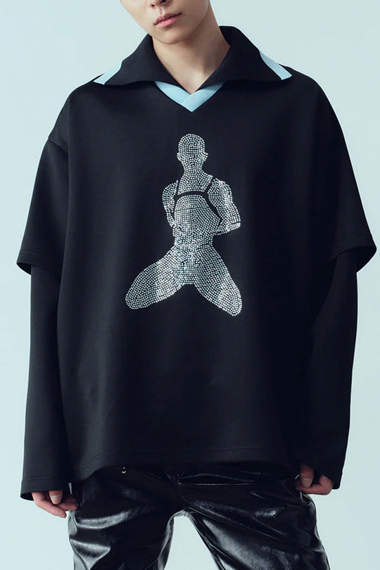 Flash diamond double-layer silhouette jersey