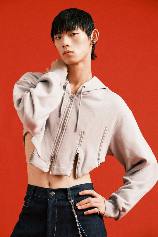 Zippered hooded sweatshirt