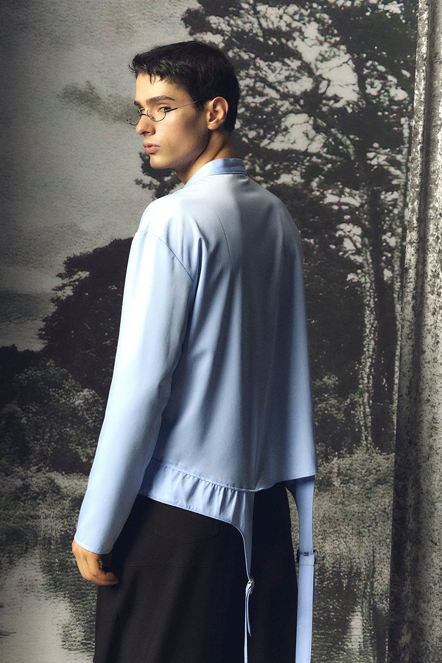 Blue suspender socks design bow tie shirt