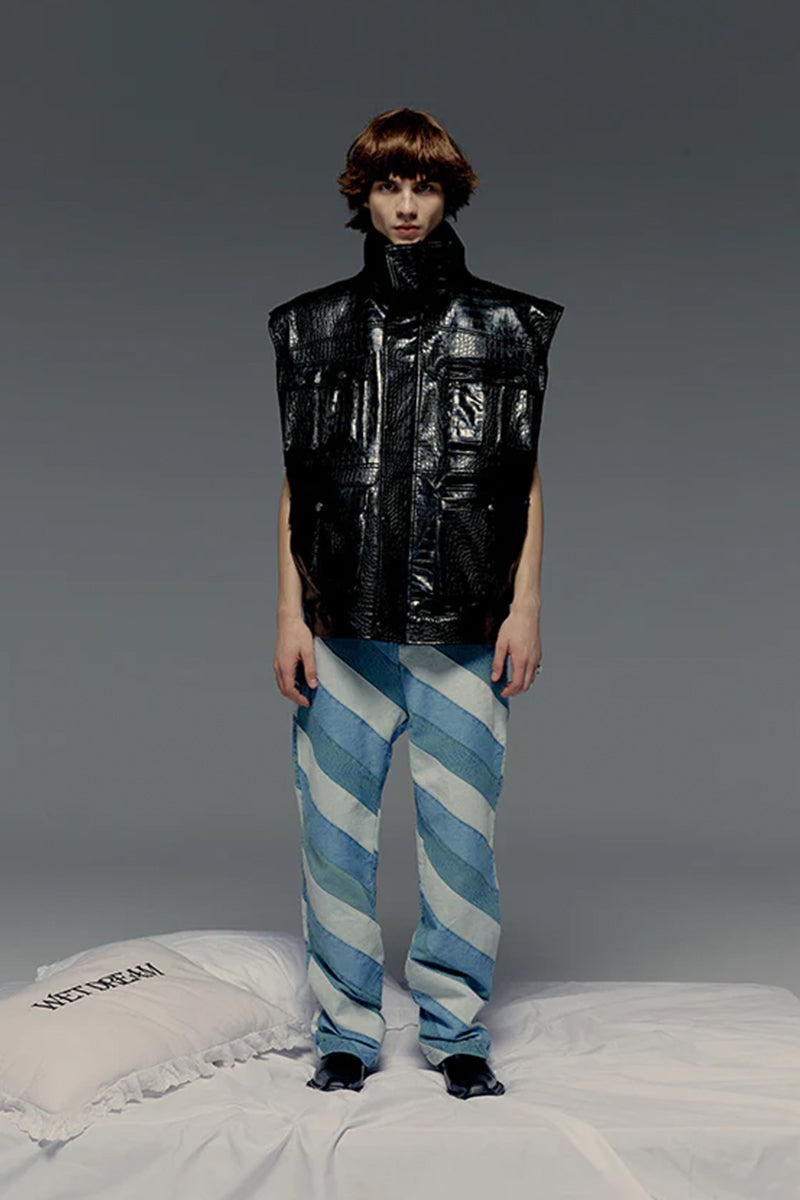 Black leather vest