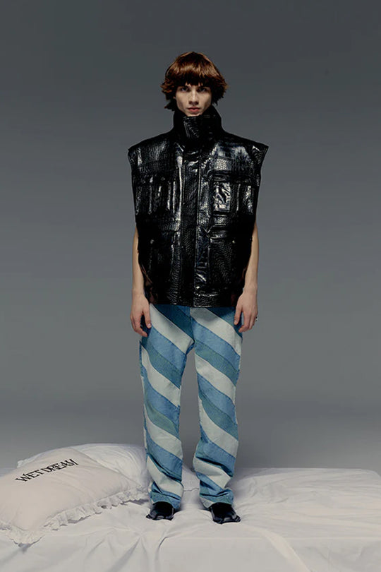 Black leather vest