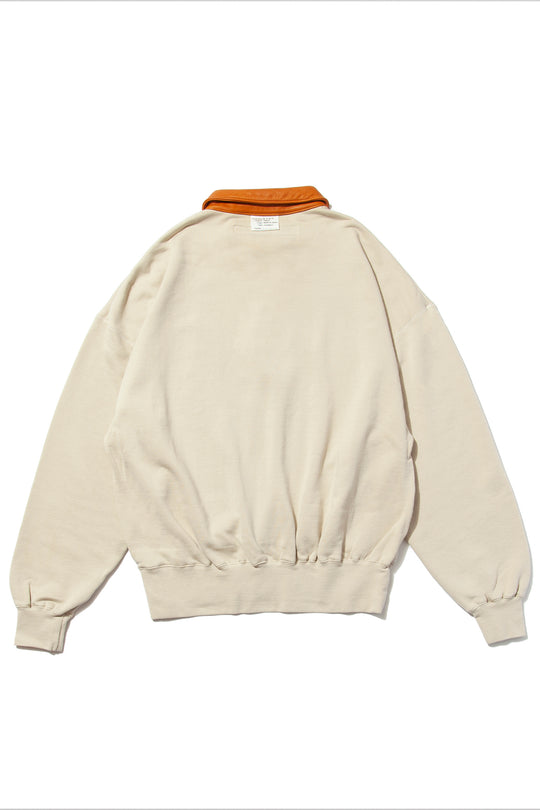 "BROTHERS" Leather x Original Supima Aging Cotton Sweat BEIGE