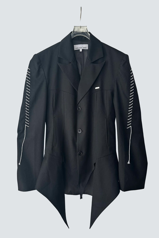 Peaked Flare Layered Jacket BLACK