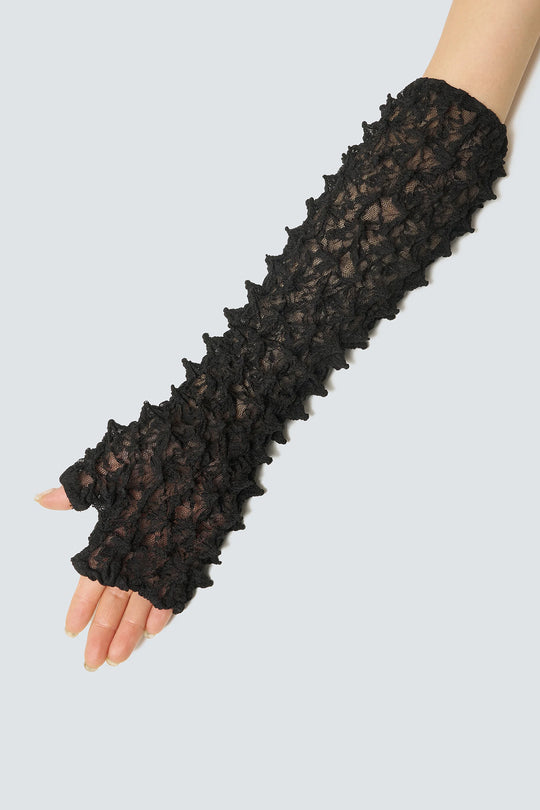 Versatile Spiky Shibori Gloves / Hybrid Lace BLACK