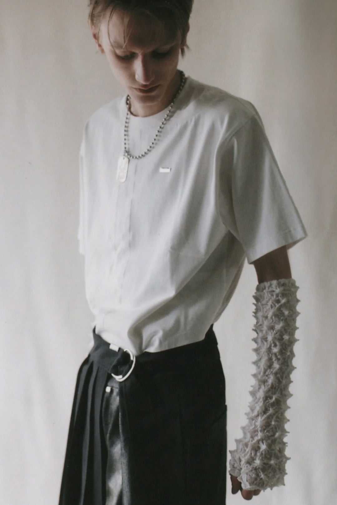 Versatile Spiky Shibori Gloves / Hybrid Lace WHITE