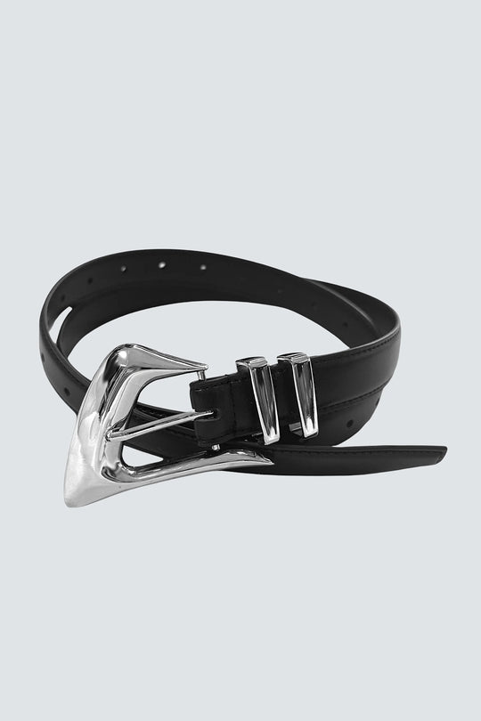 Silver Buckle Belt Black