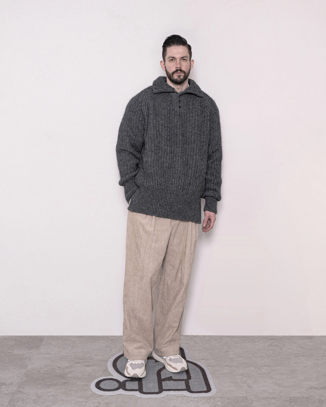 arenotis Kid Mohair Wool Stand Knit CHARCOAL