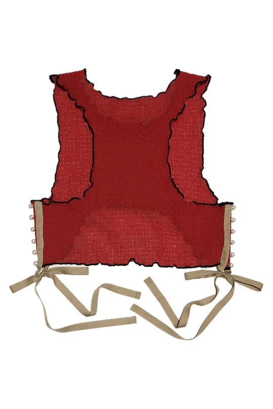 Mellow pearl ribbon tank top Red