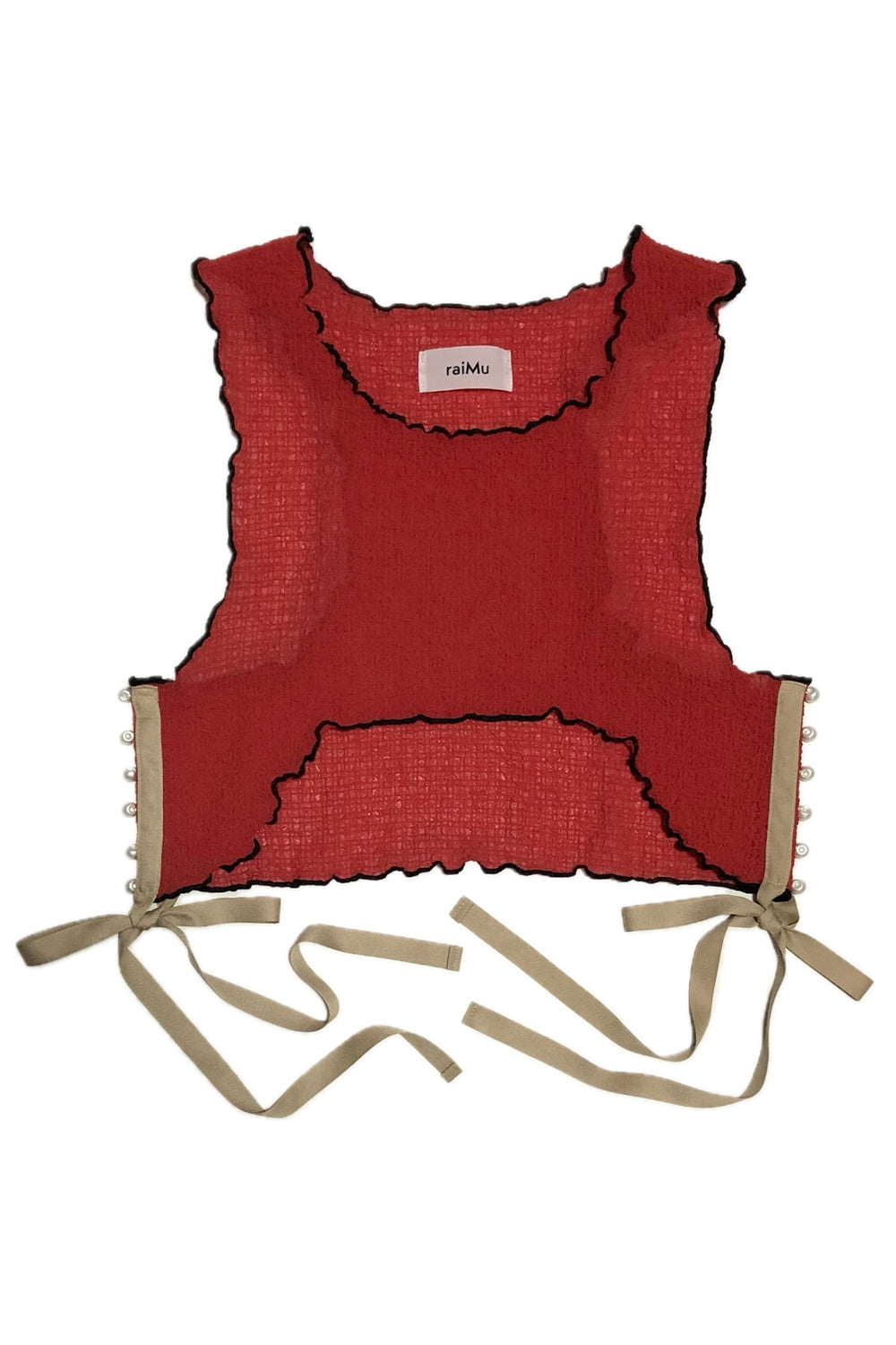 Mellow pearl ribbon tank top Red