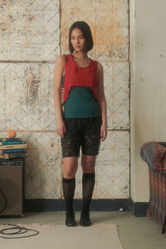 Mellow pearl ribbon tank top Red