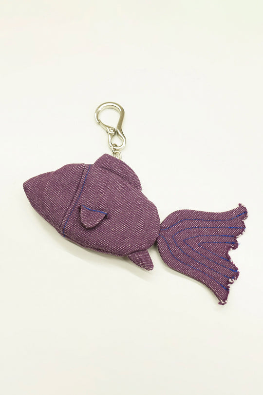 Goldfish Denim Bag Charm Purple