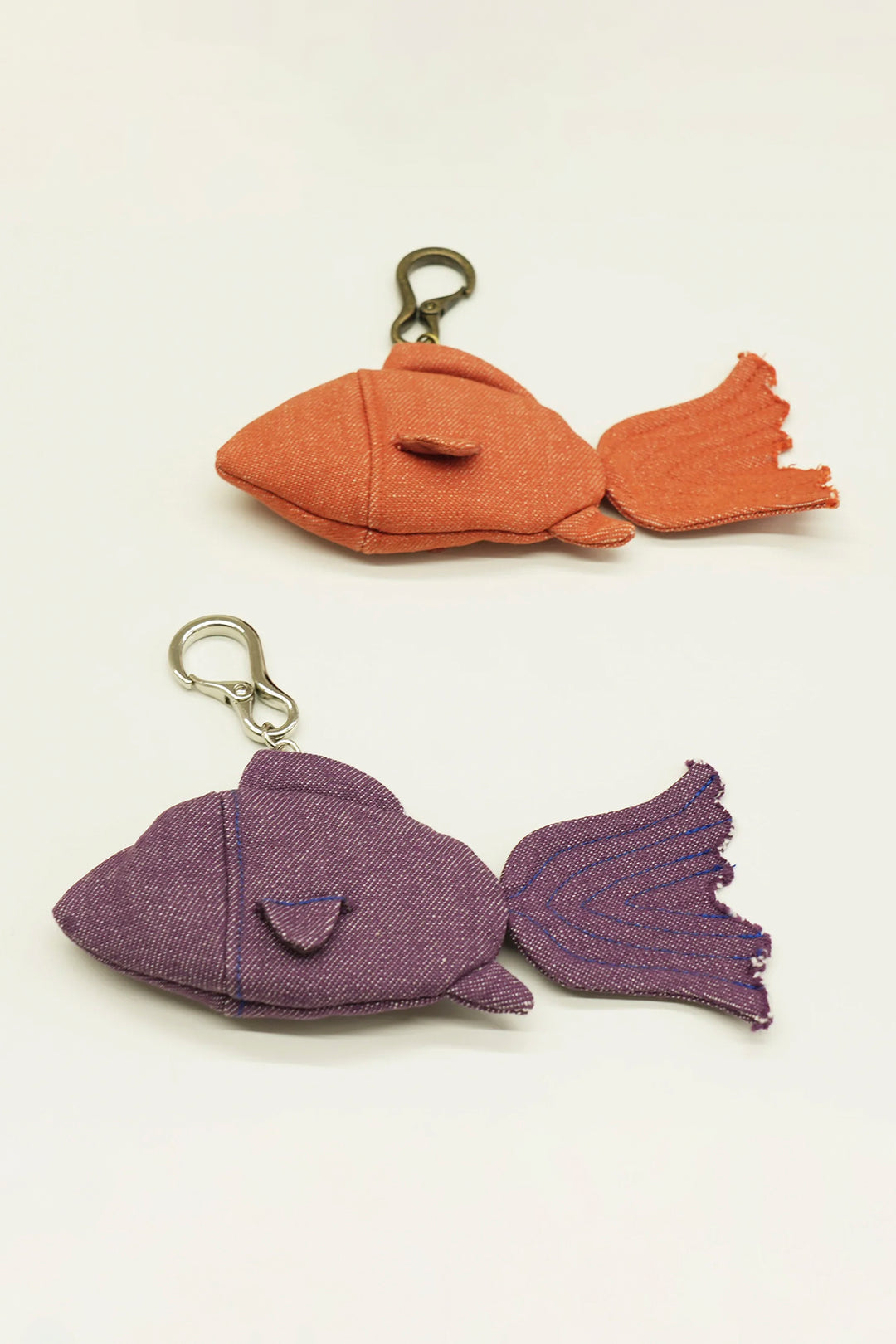 Goldfish Denim Bag Charm Purple