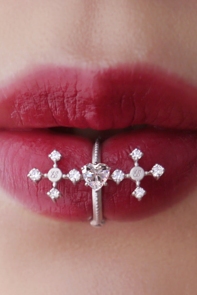 Lip ring : Love and Death / All Silver
