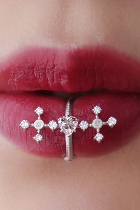 Lip ring : Love and Death / All Silver