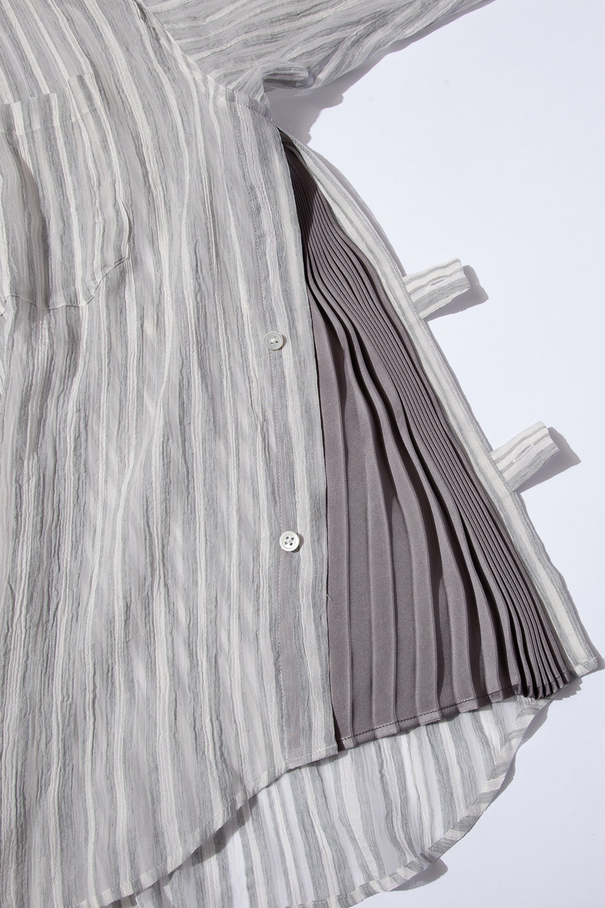 BEAN” Switching Balloon Side Pleats Shirt GRAY STRIPE シャツ KYOU