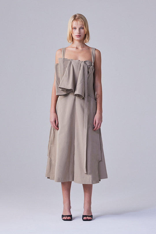 3way deformed dress Beige