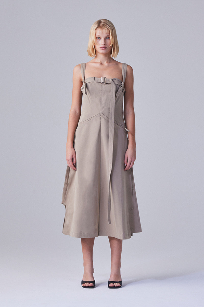 3way deformed dress Beige