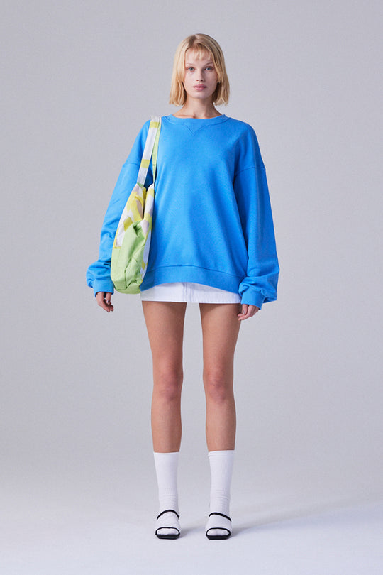 Embroidered cuff sweatshirt Blue