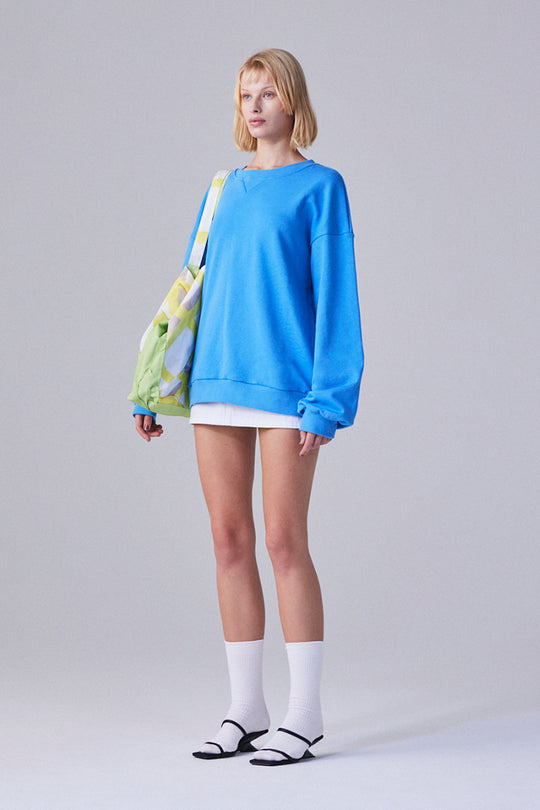 Embroidered cuff sweatshirt Blue