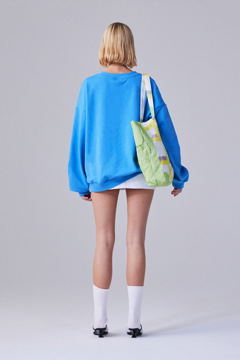 Embroidered cuff sweatshirt Blue