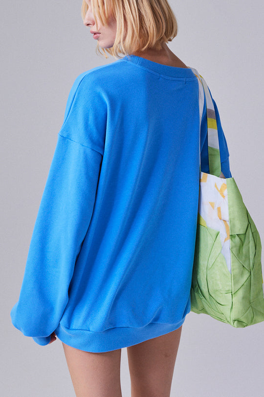 Embroidered cuff sweatshirt Blue