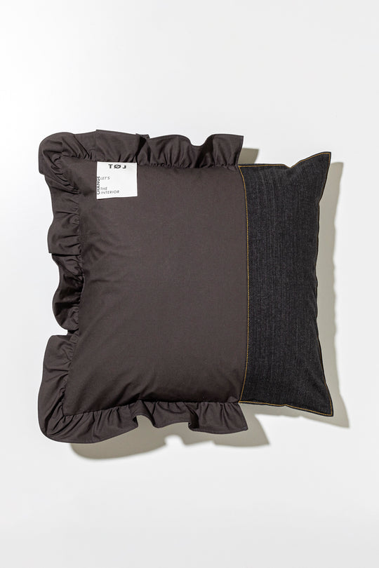 Denim & Shirts Cushion Cover - black × charcoal