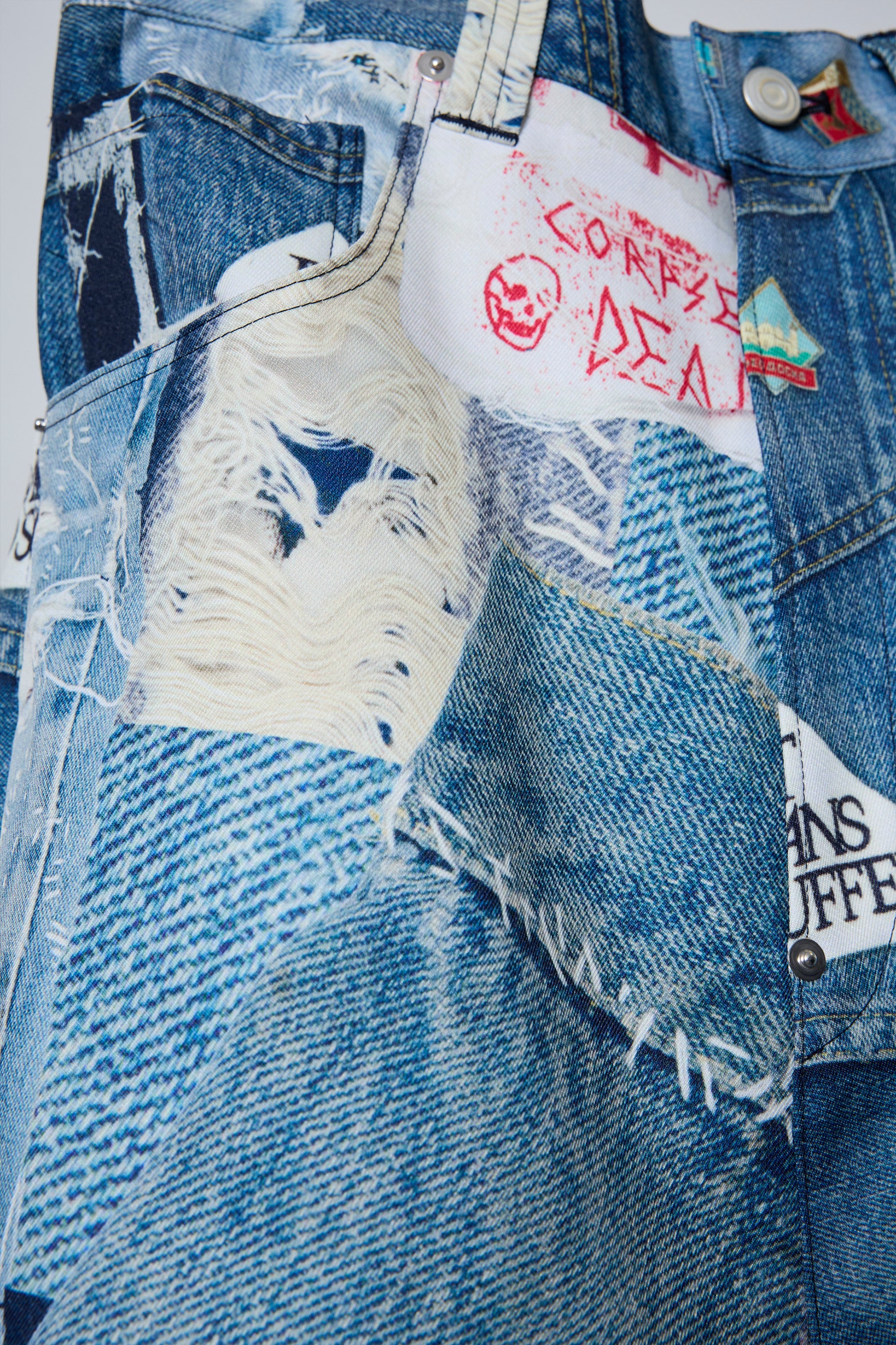 3D CUT TROUSERS TROMPE L'OEIL JUV BLUE bodysong.（ボディソング