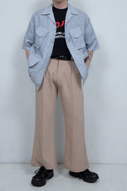 French Linen Cargo Pocket Shirt BLUE