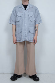 French Linen Cargo Pocket Shirt BLUE