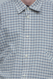 Linen Cotton Seersucker Shirt BLUE CHECK