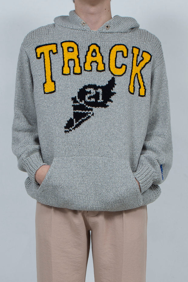 Hand Knit Hooded College Sweater (GRAY) / RICE NINE TEN（ライス ...