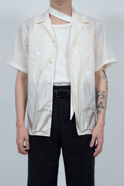 Embroidery open collar shirt IVORY