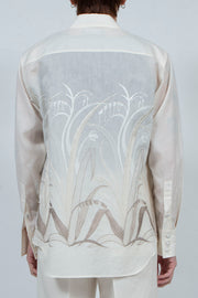 Embroidery linen shirt IVORY