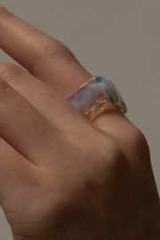 Ripple ring square opal