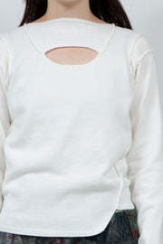 OBAKE FACE knit tops ~White~